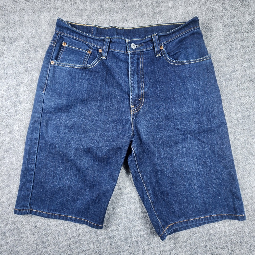 Levis 569 Loose Straight Denim Shorts Mens 32 Dark Wash Blue Jean Shorts